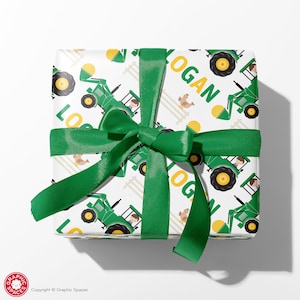 Tractor Wrapping Paper, Personalized Name Farm Birthday Custom Gift Wrap, Baby & Kids
