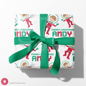Christmas Astronaut Name Wrapping Paper, Personalized Outer Space Custom Gift Wrap, Baby & Kids