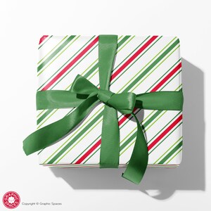 Christmas Stripe Wrapping Paper, Classic Holiday Gift Wrap