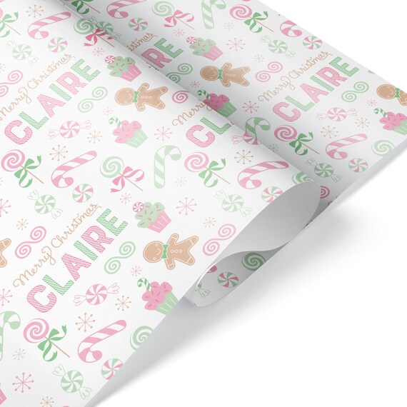 Pastel Christmas Gingerbread Wrapping Paper, Personalized Name Baby -  Graphic Spaces