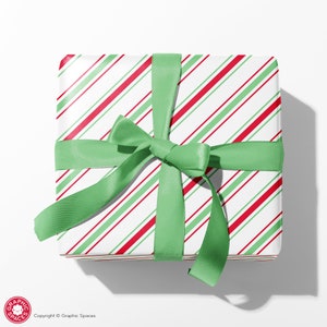 Christmas Stripe Wrapping Paper, Classic Holiday Gift Wrap