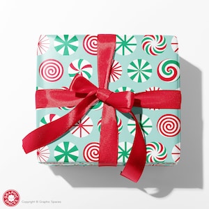 Christmas Peppermint Candy Wrapping Paper, Retro Holiday Gift Wrap