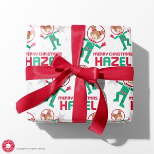 Christmas Astronaut Name Wrapping Paper, Personalized Outer Space Custom Gift Wrap, Baby & Kids