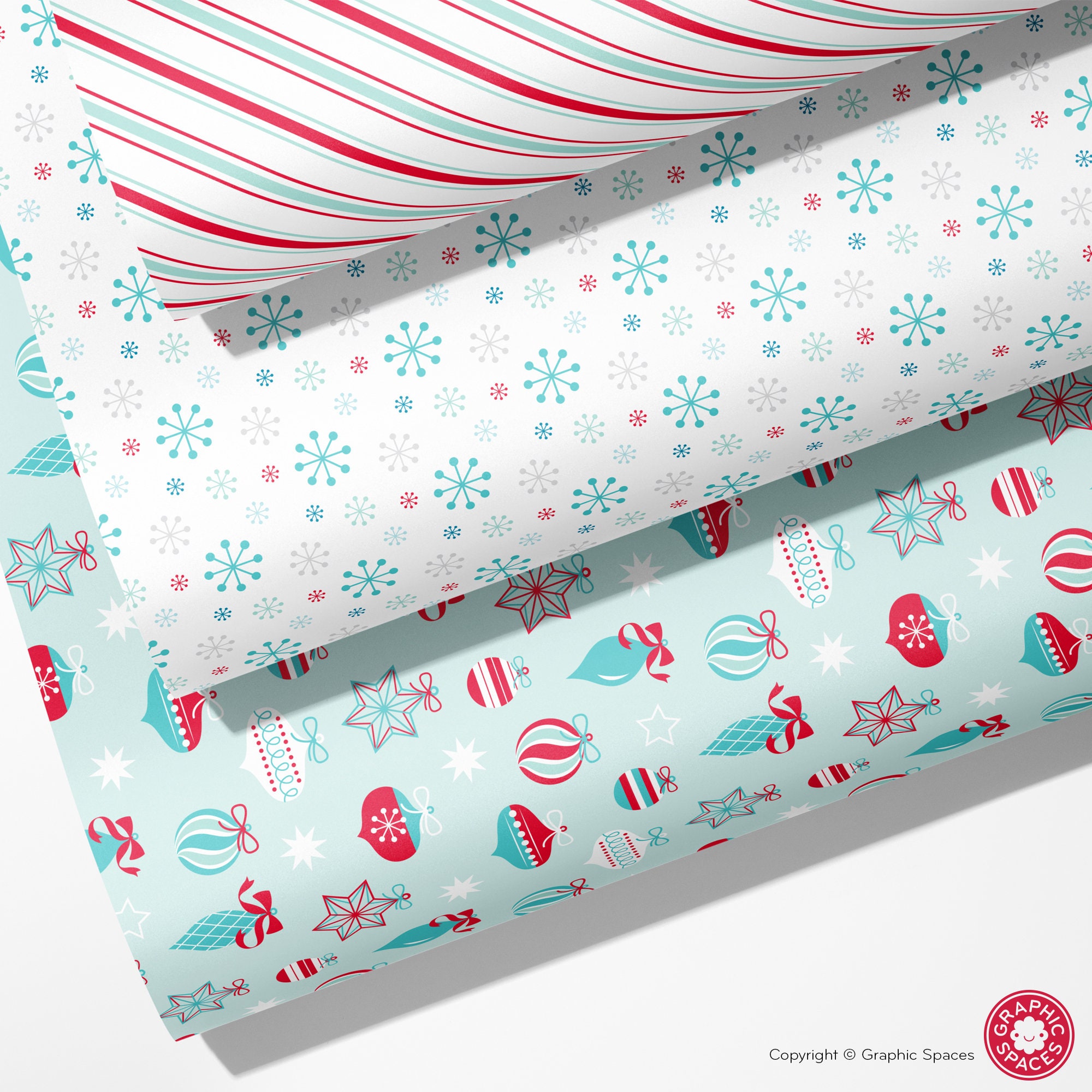 Set of 3 Assorted Christmas Wrapping Papers, Variety Pack Traditional -  Graphic Spaces