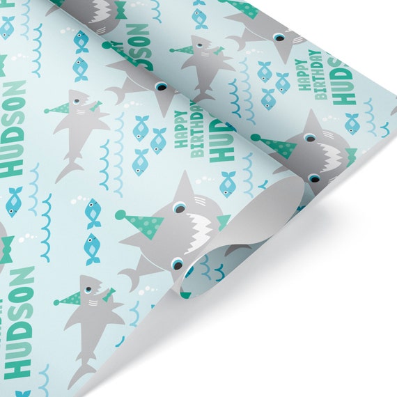 Personalized Shark Birthday Wrapping Paper - Custom Name, Baby Kids -  Graphic Spaces