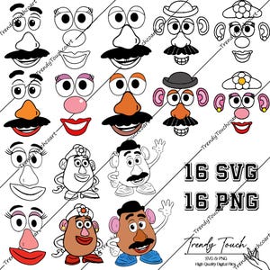 Conjunto de casais Sr. e Sra. Cabeça de Batata Arquivos digitais - Design - Cricut - SVG - Silhouette Cameo - PNG - EpS - PDF - DxF - Toy Story