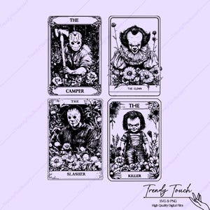Horror Tarot Card PNG SVG, Tarot Card Png Bundle, Halloween Tarot Card Png, Horror Halloween Png, Spooky Tarot Card Svg Cut File Sublimation