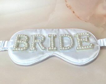 Pearl BRIDE eye mask - wedding accessories, hen party accessories, bridal eye mask, bridal nightwear, engagement present, bride eye mask