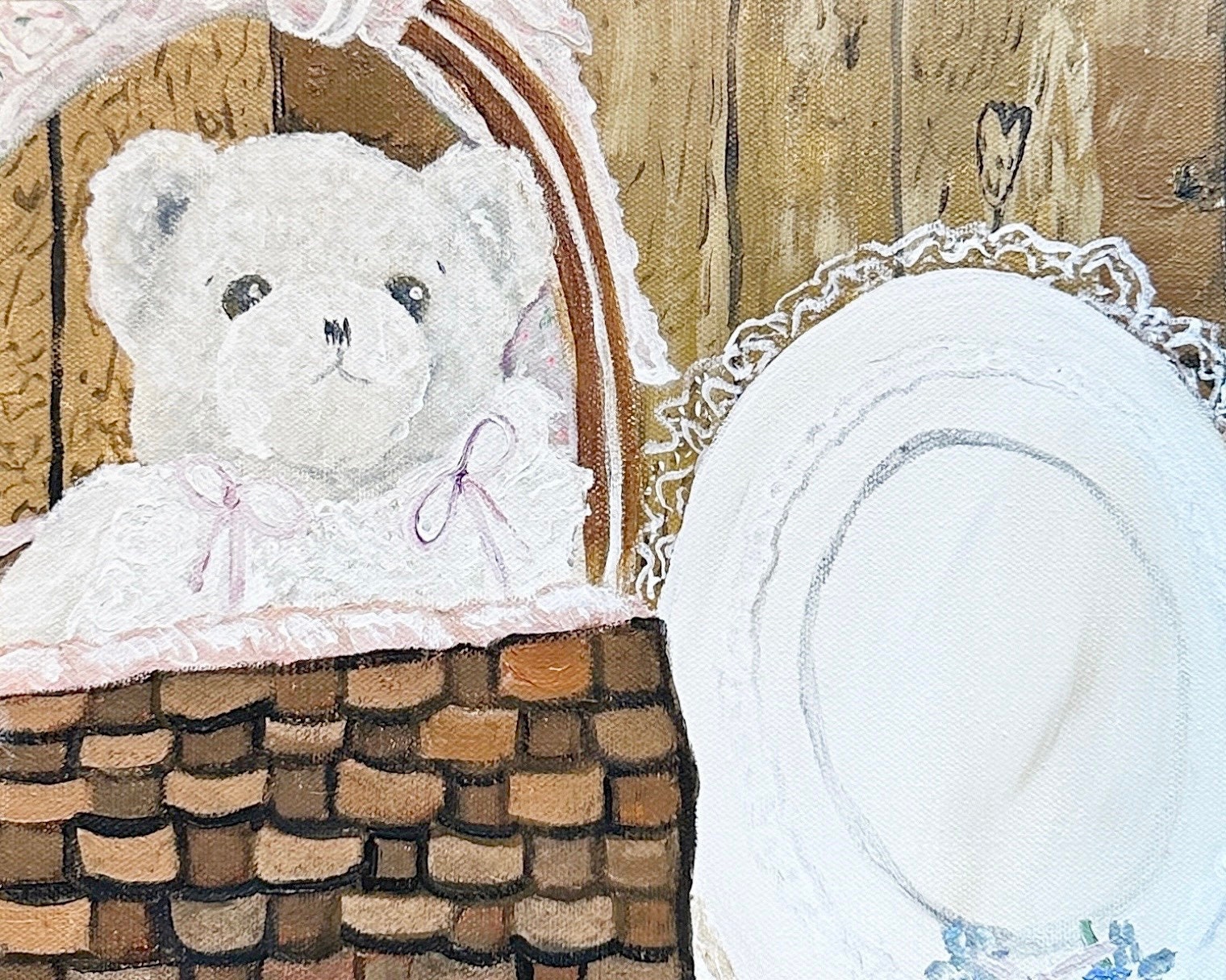 Teddy Bear With Lace Frame Fine Art Print Giclee Fine Art Print 8x10  Unframed Coquette Wall Art, Coquette, Dollette, Lovecore - Etsy