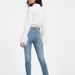 White Button Down | Ostrich Feather Sleeves image 2