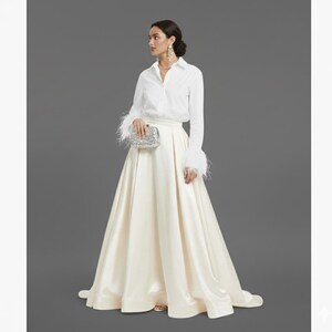 White Button Down | Ostrich Feather Sleeves image 4