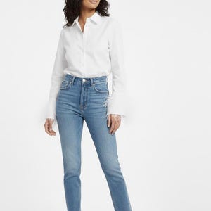 White Button Down | Ostrich Feather Sleeves image 3