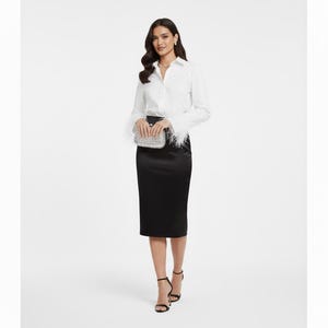 White Button Down | Ostrich Feather Sleeves image 5