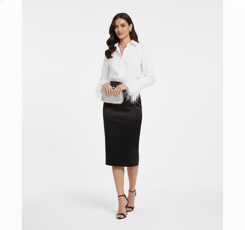 White Button Down | Ostrich Feather Sleeves image 5