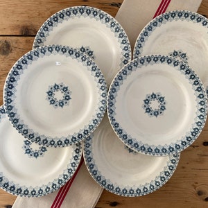 Set of 6 starter plates &quot;Grignon&quot; CHOISY LE ROI rare blue ironstone early 20th century - Antique French Vintage Ironstone -