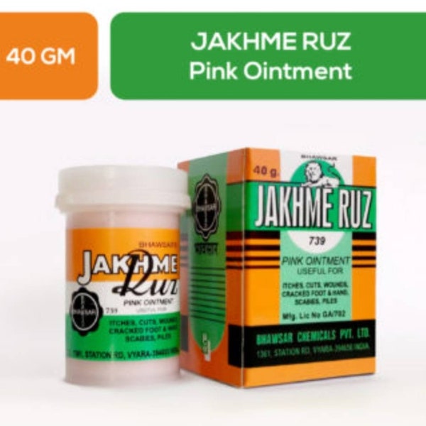 ZAKHME RUZ herbal and Natural  pink Ointment for Itches,  cuts, wound, Cracked  footage hand scabies, piles 40gX 2 pack. P