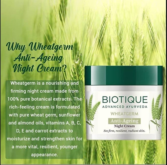 Biotique Wheatgerm Anti Ageing Night Cream Vermindert fijne