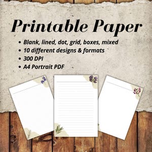 Floral Cutouts Digital Writing Paper | Printable | Lined, Unlined, Dot, Grid, Boxes, Day Tagged | Floral Scrapbook Paper | Instant Download