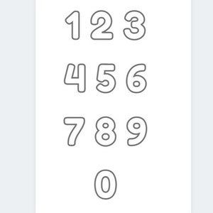 May include: A set of gray outlined numbers, 0 through 9, with a rounded font style.