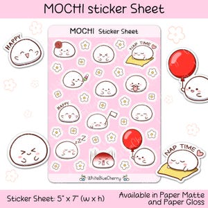 Mochi stickervel stickerpakket kawaii sticker leuke sticker planner sticker Chibi voedsel sticker gebak sticker dessert sticker zoete sticker
