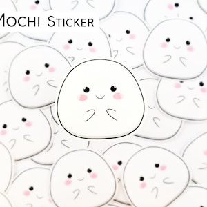 Mochi sticker kawaii sticker schattige sticker snoep sticker dessert sticker witte snoep sticker waterdichte vaatwasmachinebestendige planner sticker