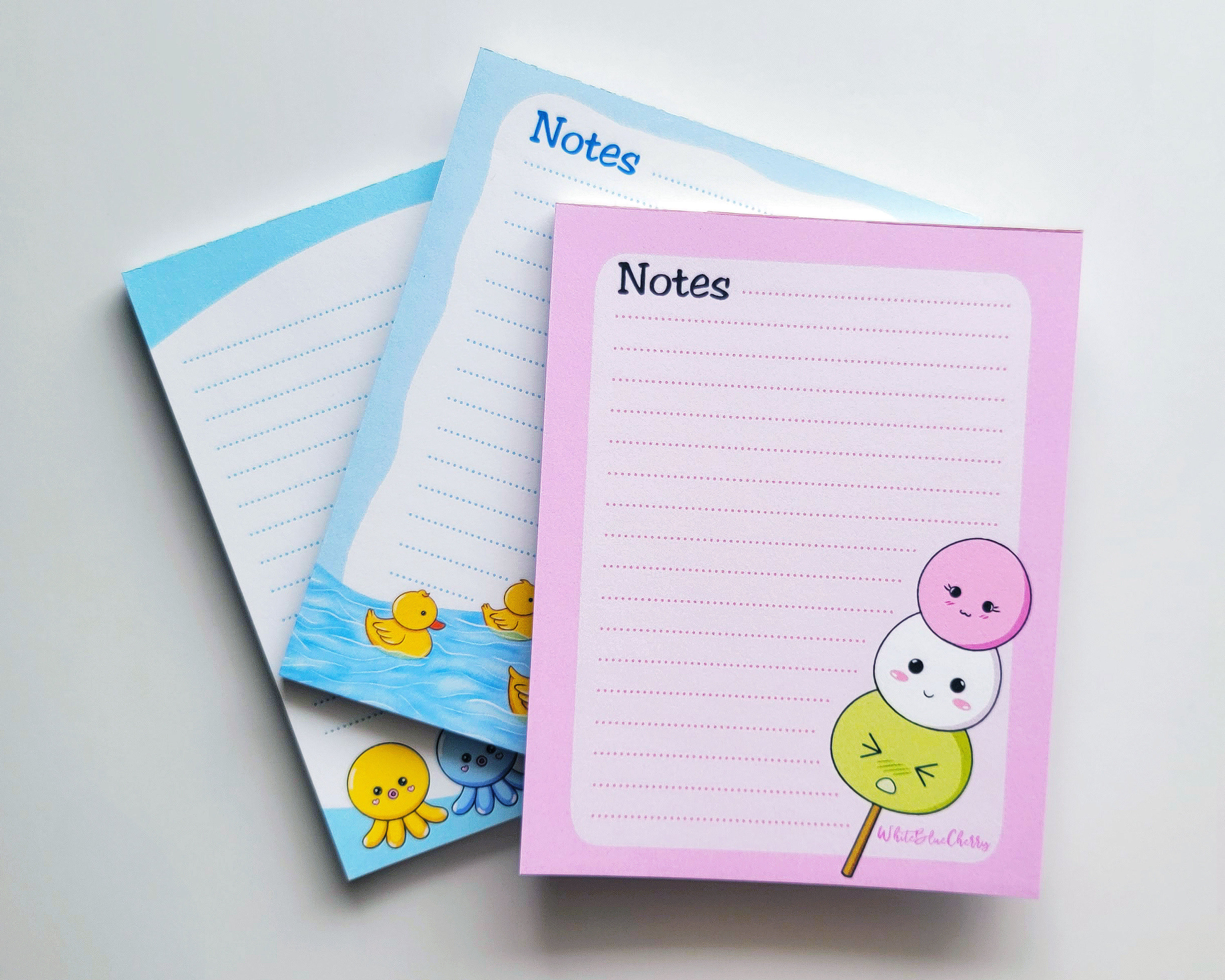 Cute Memo Pad Notepad | 4x5 inch | 30 sheets | Kawaii Notepads Cute Notepad  Desk Pad Dango Memo Duckies Notepad Octopus Memopad Ducky Note