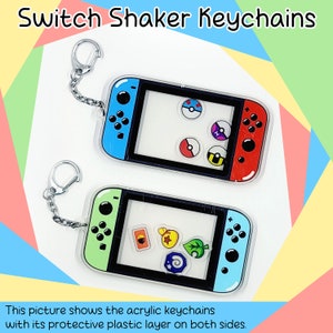Shaker Charm Shaker Keychain Gamer Keychain Anime Charm Shake Keychain Switch Keychain Acrylic Key chain Game Keyring Player Gaming Console