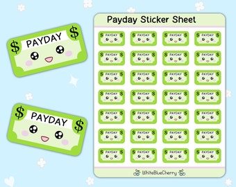 Payday Sticker Sheet | Planner Sticker | Pay Day | Paycheck Sticker | Budget Planner Stickers | Finance Planner | Money Sticker Sheets