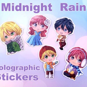 Pegatinas holográficas de lluvia de medianoche Pegatina de Blade Pegatina de Noemi Pegatina de Soren Pegatina de Young Love Pegatina de lluvia de medianoche Cenicienta Snow Sad