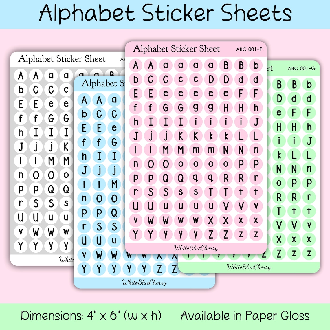 Alphabet Sticker Sheets ABC Letters Planner Stickers Bullet Journal ...