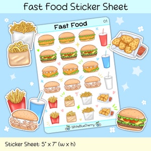Fast Food Sticker Sheet Hamburger Aufkleber Pommes Aufkleber Soda Aufkleber Nuggets Aufkleber Yummy Sticker Kawaii Essen Aufkleber Yummy Food On The Go