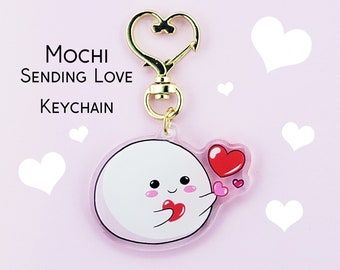Mochi Keychain Acrylic Love Charm Pastry Cute Keychain Food Charm Desert Keychain Gift for Anime Lover Keyring Sends Love Keychain