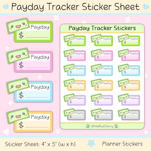 Zahltag Tracker Sticker Blatt Planer Aufkleber Gehaltsabrechnung Budget Planer Sticker Buchhaltung Planner Sticker Journal essentiell niedlich Zahltag Sticker