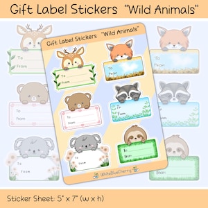 "Von und zu 10 x 10 Geschenkanhänger ""Wildtiere"" mit Waldtiere Waldtieren, die Geschenkanhänger halten, Aufkleber für Geburtstage, Feiertage).