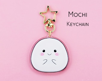 Mochi Keychain Acrylic Kawaii Charm Pastry Cute Keychain Food Charm Desert Keychain Gift for Anime Lover