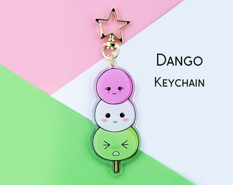 Dango Keychain Acrylic Charm Kawaii Charm Cute Keychain Acrylic Keychain Japanese Treat Charm Dessert Keychain Sweets Keychain