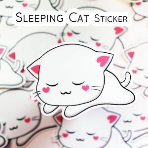 Pegatina de gato durmiendo, pegatina de planificador kawaii, pegatina de gato durmiendo, pegatina para amantes de los gatos, linda calcomanía de gato durmiendo, pegatina de vinilo impermeable, gatito