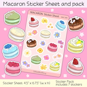 Pack d'autocollants en feuille de macarons, autocollants pour macarons français, autocollants pour collations, autocollants mignons, autocollants de boulangerie, autocollants pour agenda, autocollants pour dessert