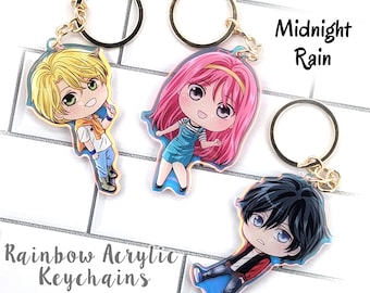 Midnight Rain Rainbow Keychains (Casual Edition) | Acrylic Charm | Acrylic Keychain | Blade | Noemi | Soren | Pani K | Webtoon