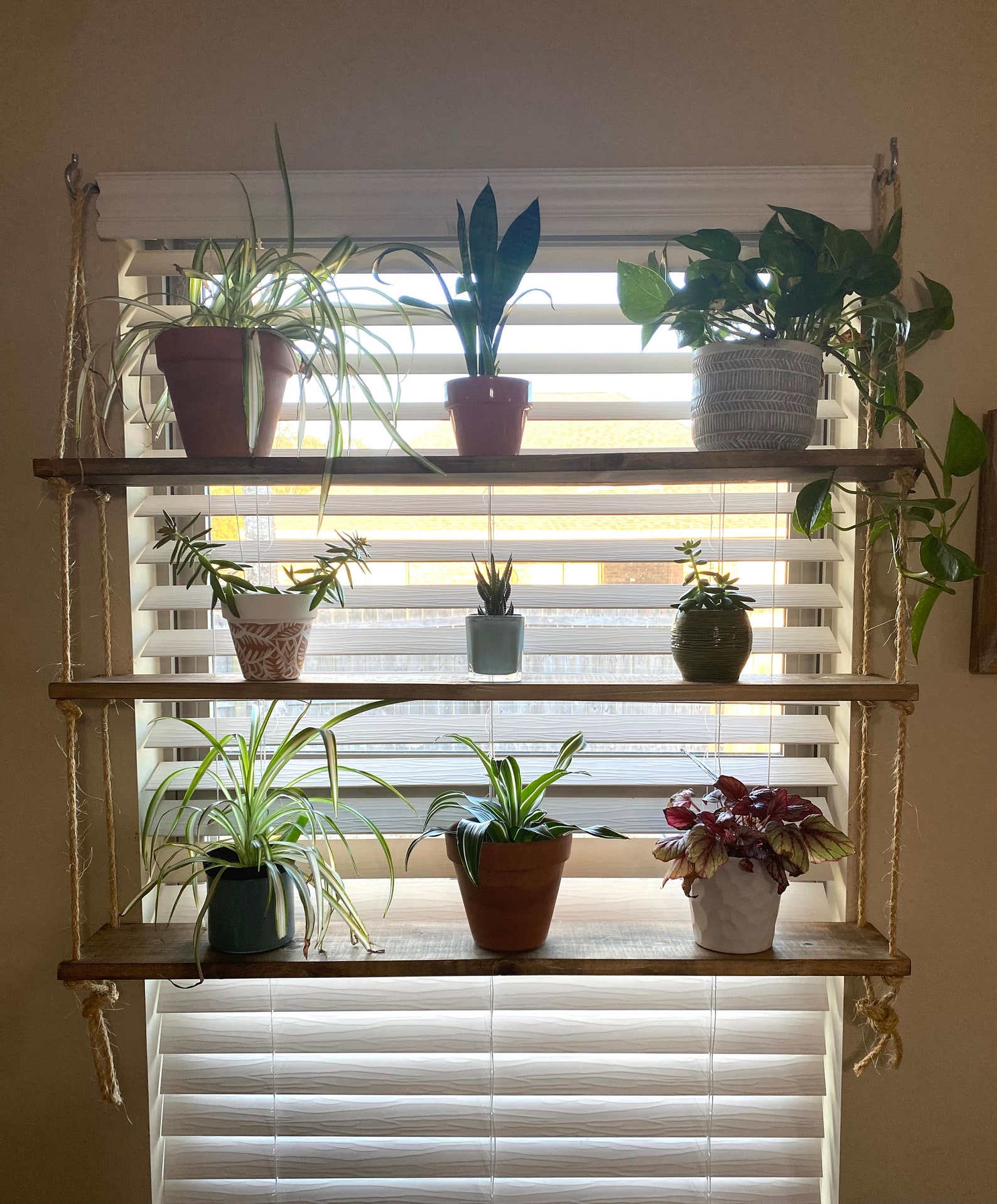 Window Plant Shelf 3 Tiered Hanging Wooden Window Shelf Hanging Window