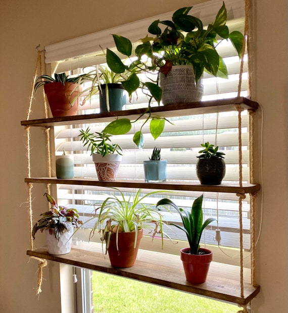 Wooden Hanging Window Shelf Suction Window Shelf Plant Shelf Hanging Plant  Stand Hanging Window Plant Stand 