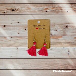 Handmade Pink Tassel Earrings