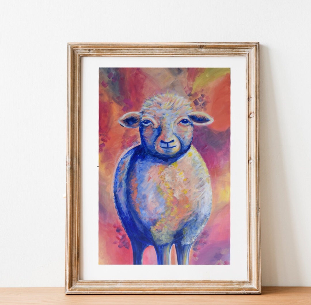 Lamb of God Painting Abstract Colorful Etsy