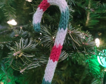 Candy Cane Knit Ornament