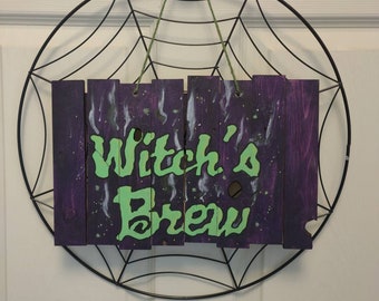 Halloween - Witch's Brew Hanging Rustic Wooden Sign