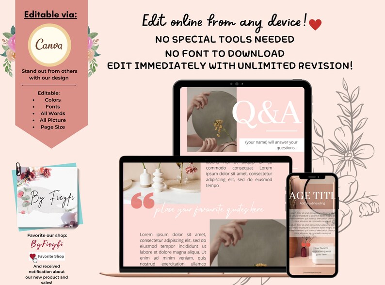Lead Magnet Ebook Self Love Journey Brandable Ecourse editable Canva ...