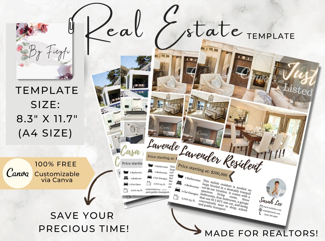 Real Estate Flyer Template 100% Customizable Editable in Canva - Etsy
