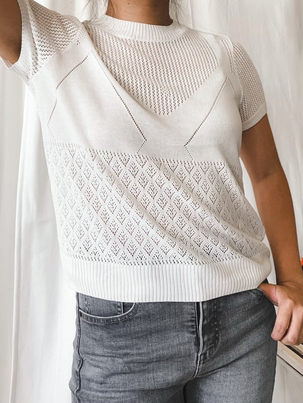 Knitted blouse outfit cheap