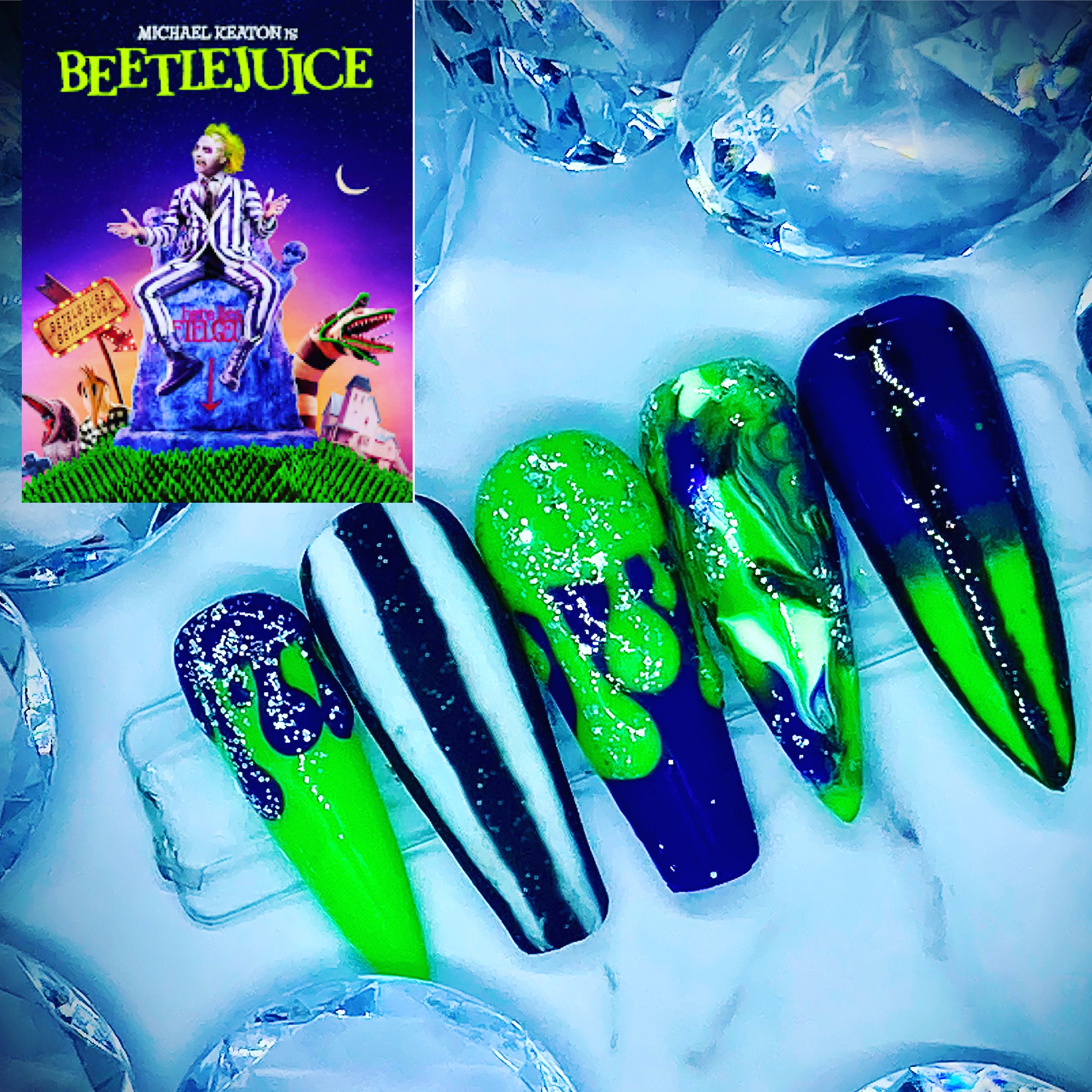 Beetlejuice Inspired Green Purple Luxury Press on Nails - Etsy
