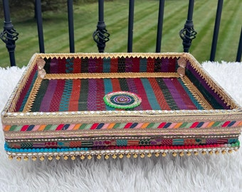 Colorful Wedding Basket, Indian Wedding Tray, Garba Tray, Nikkah Tray, Mehndi Tray, Basket, Diwali Gift, Haldi Tray, Thaal, Sangeet Tray